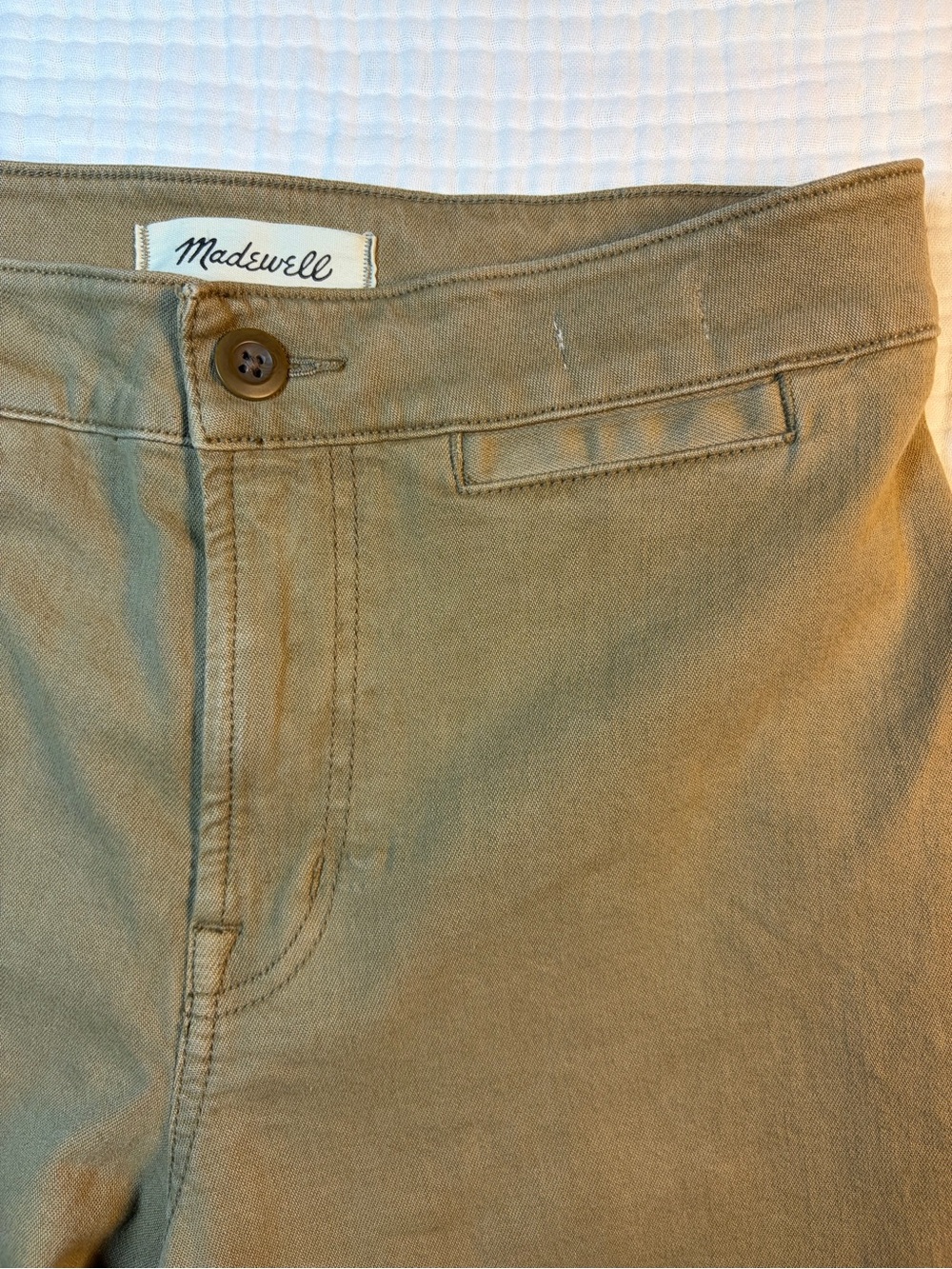 Madewell Emmett J Curvy Womens High Rise Wide Leg Twill Olive/Tan Flat Sz P 27